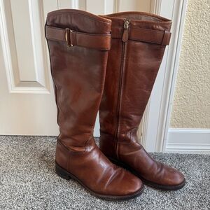 TORY BURCH Grace Brown Leather Knee High Riding Boots 32148367 Size 9.5